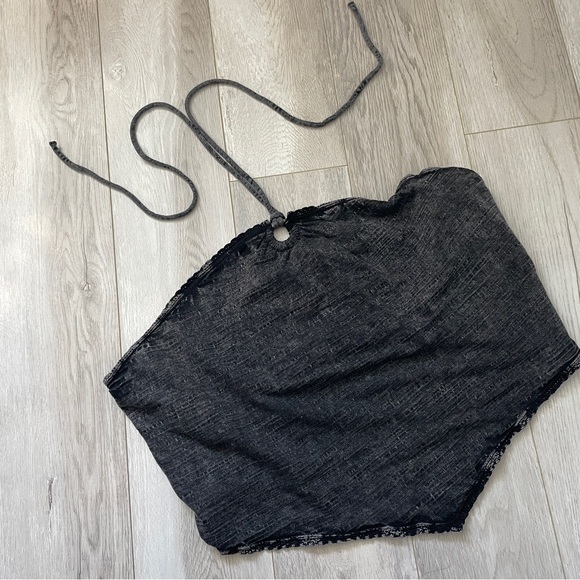 Urban Outfitters Tank Top mya y-neck halter crop womens Black (xlarge) boho - Picture 2 of 8